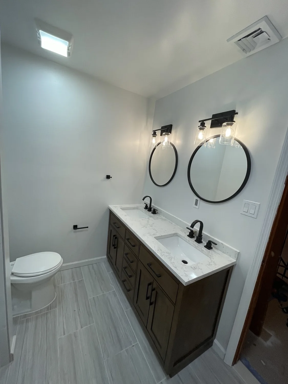 Bathroom remodel with double vanity
